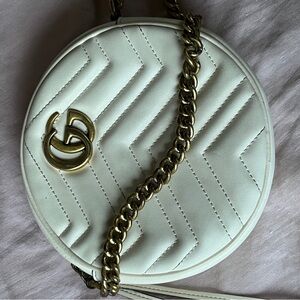Gucci Cream Quilted Crossbody Bag with Gold Chain